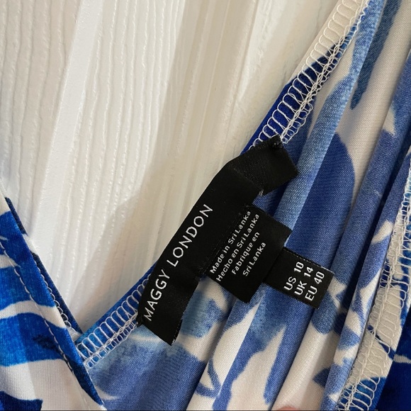 Maggy London Blue/White Floral Dress, Size 10 - Picture 3 of 6